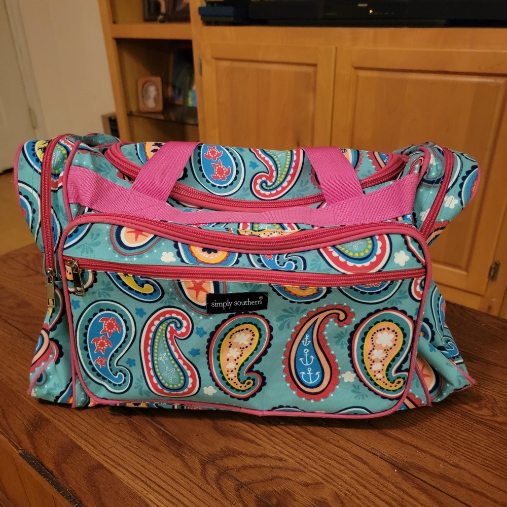 SIMPLY SOUTHERN NAUTILUS PINK DUFFEL BAG 20" X 11" X 10".